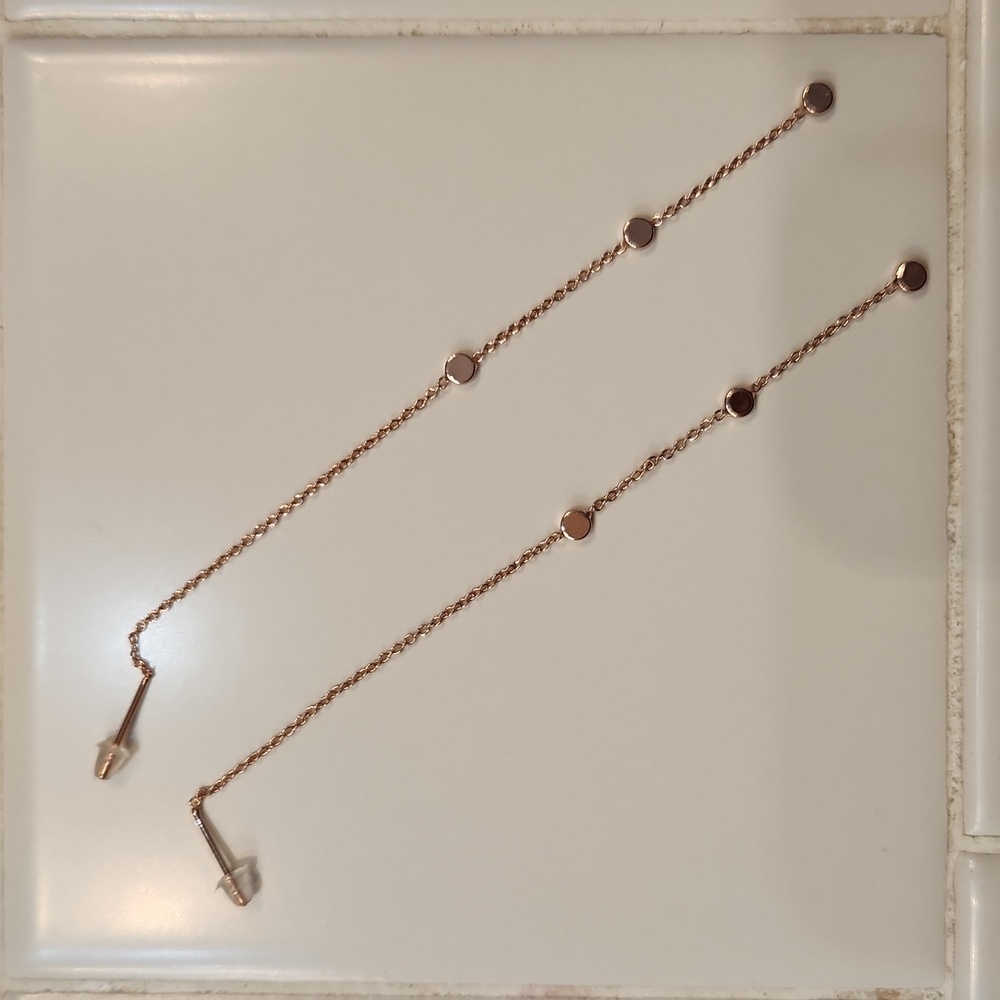 La Meno rose gold 4 inch pierced threader earrings